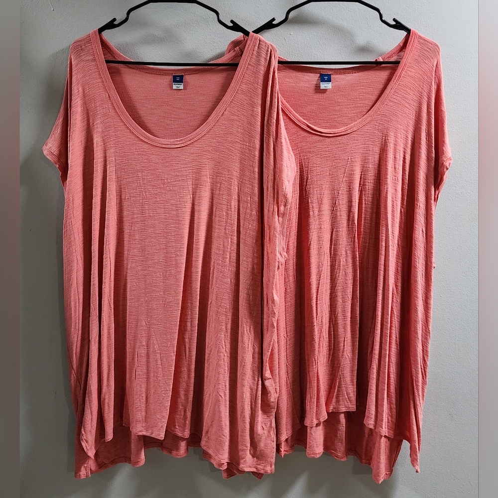 2 Old Navy Luxe Crew-Neck T-Shirts, 2X, Salmon